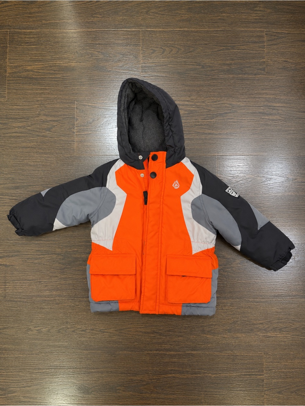 London Fog Kids Orange and Gray Hooded Winter Jacket
